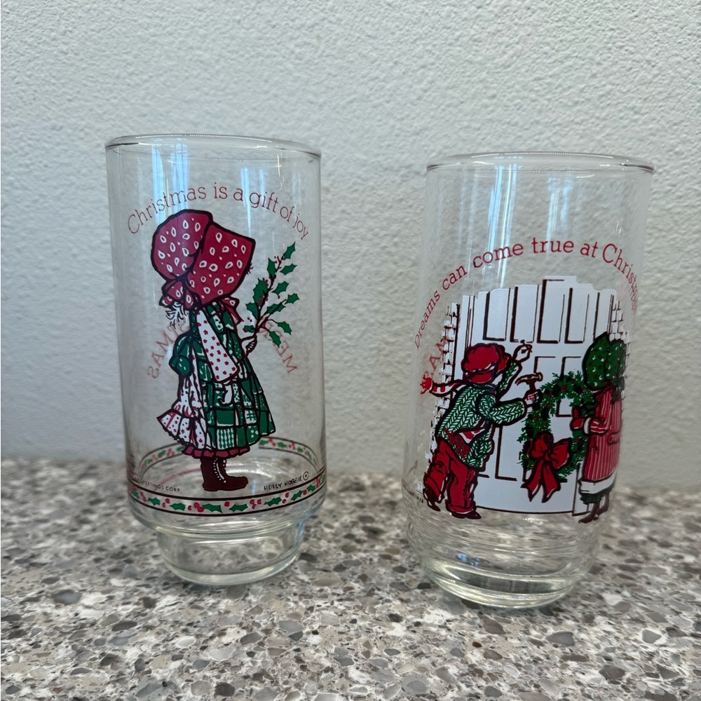 Holly Hobbie and Robby Coke‎ Christmas Glasses